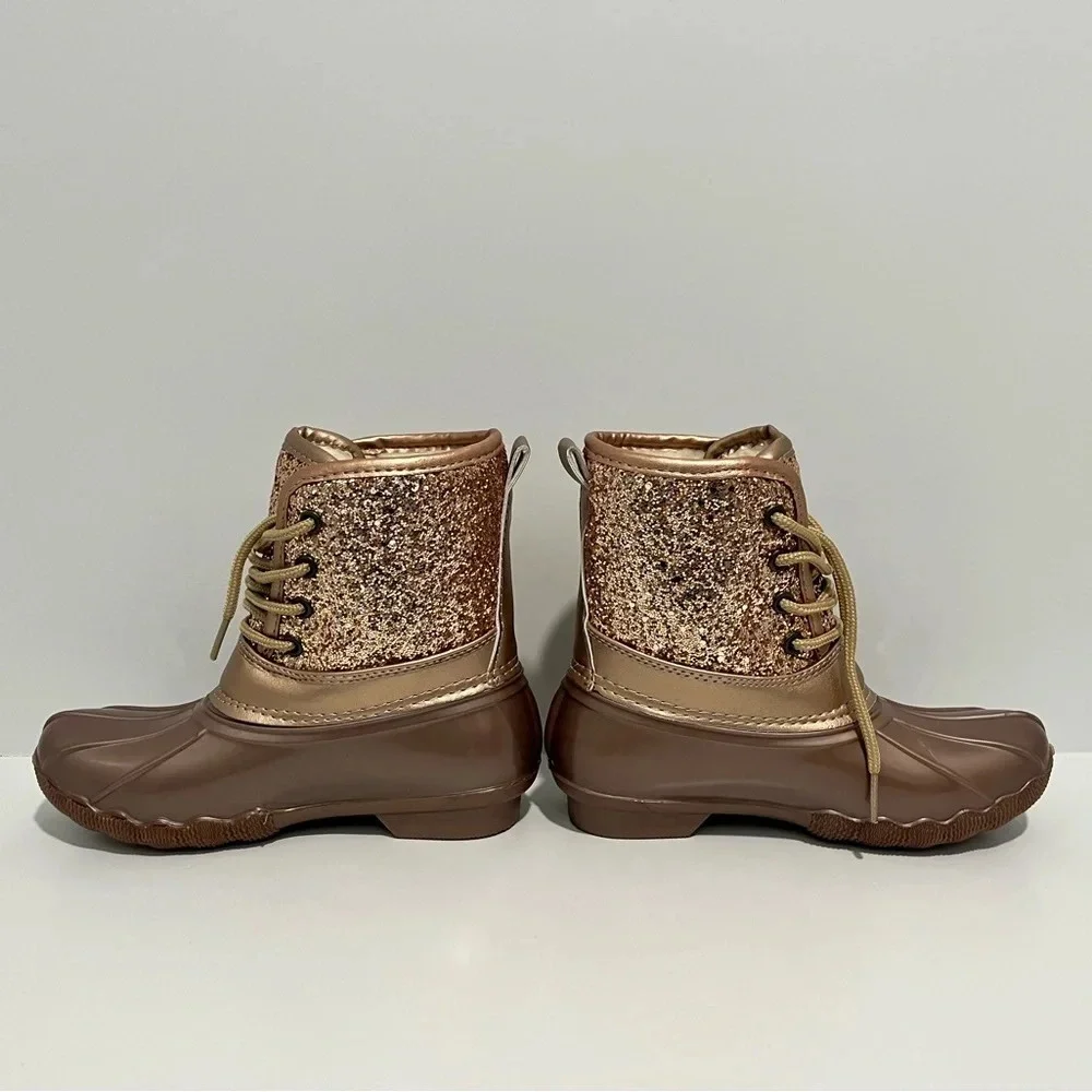 JOSMO Girls Rose Gold Glitter Duck Boots size 2